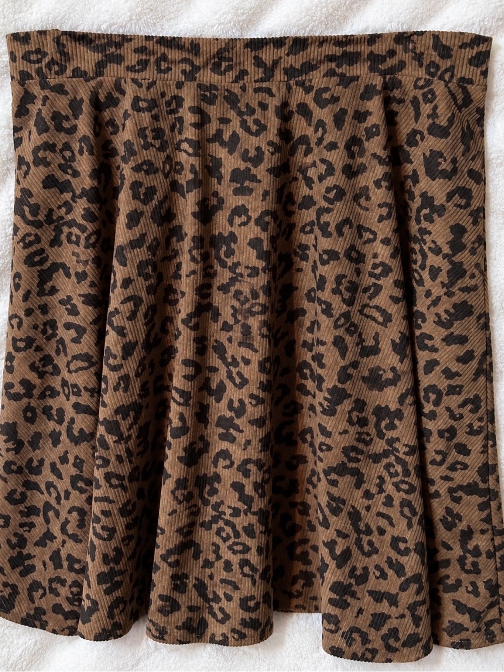 SHEIN Curve 2XL Brown Leopard Print Ribbed A-Line Skirt Plus Size